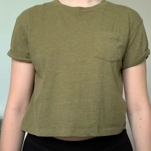 Green crop top with a pocket